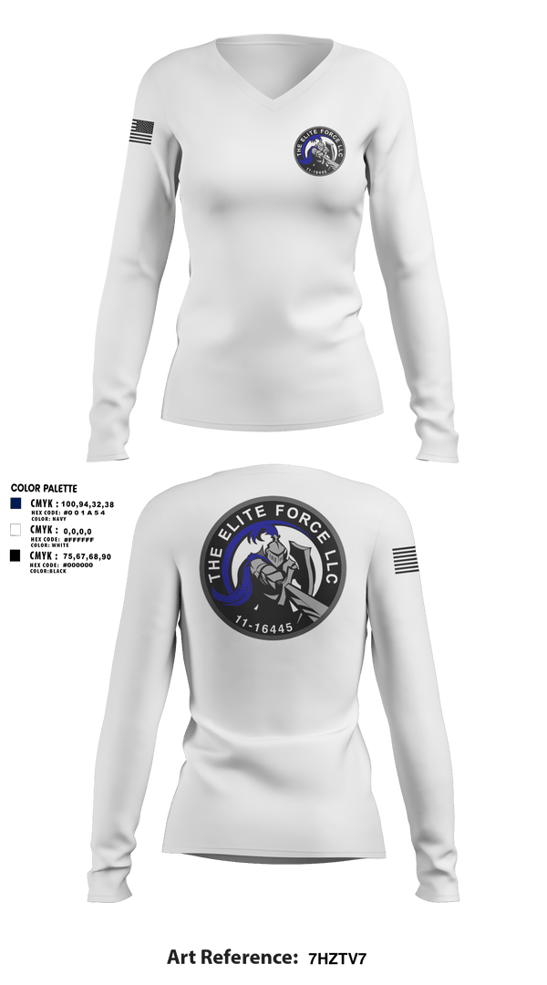 Womens Long Sleeve Vneck Shirt, The Elite Force Llc, Police, Teamtime, Team time, sublimation, custom sports apparel, team uniforms, spirit wear, spiritwear, sports uniforms, custom shirts, team store, custom team store, fundraiser sports, apparel fundraiser