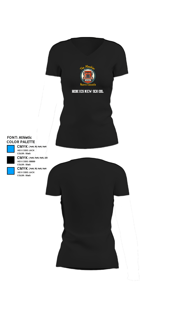 Womens Short Sleeve Vneck Shirt, Rookies new school, , Teamtime, Team time, sublimation, custom sports apparel, team uniforms, spirit wear, spiritwear, sports uniforms, custom shirts, team store, custom team store, fundraiser sports, apparel fundraiser