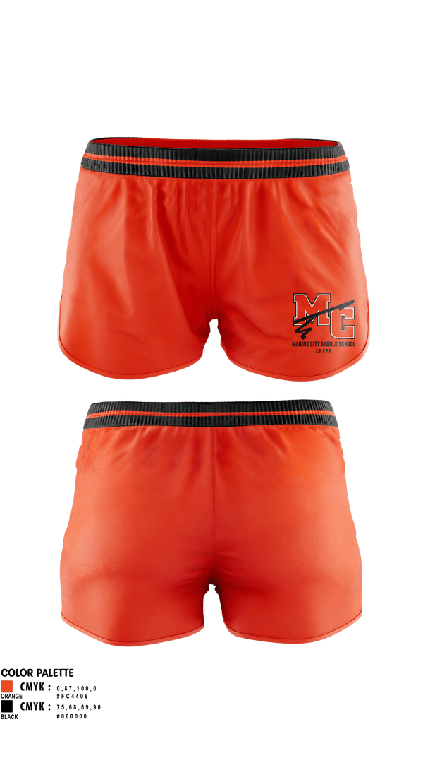 Womens Shorts, Marine City Middle School Cheer, Cheer, Teamtime, Team time, sublimation, custom sports apparel, team uniforms, spirit wear, spiritwear, sports uniforms, custom shirts, team store, custom team store, fundraiser sports, apparel fundraiser