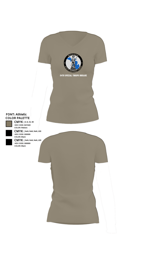 Womens Short Sleeve Vneck Shirt, 24th Special Troops Brigade, National Guard, Teamtime, Team time, sublimation, custom sports apparel, team uniforms, spirit wear, spiritwear, sports uniforms, custom shirts, team store, custom team store, fundraiser sports, apparel fundraiser