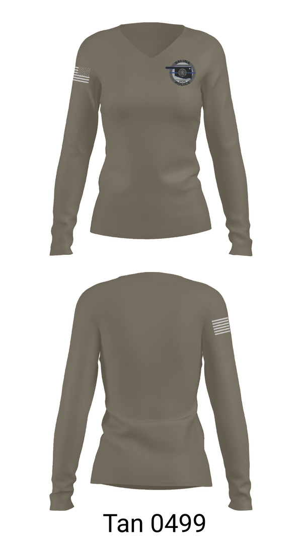 Womens Long Sleeve Vneck Shirt, Salina Police Department, Police, Teamtime, Team time, sublimation, custom sports apparel, team uniforms, spirit wear, spiritwear, sports uniforms, custom shirts, team store, custom team store, fundraiser sports, apparel fundraiser