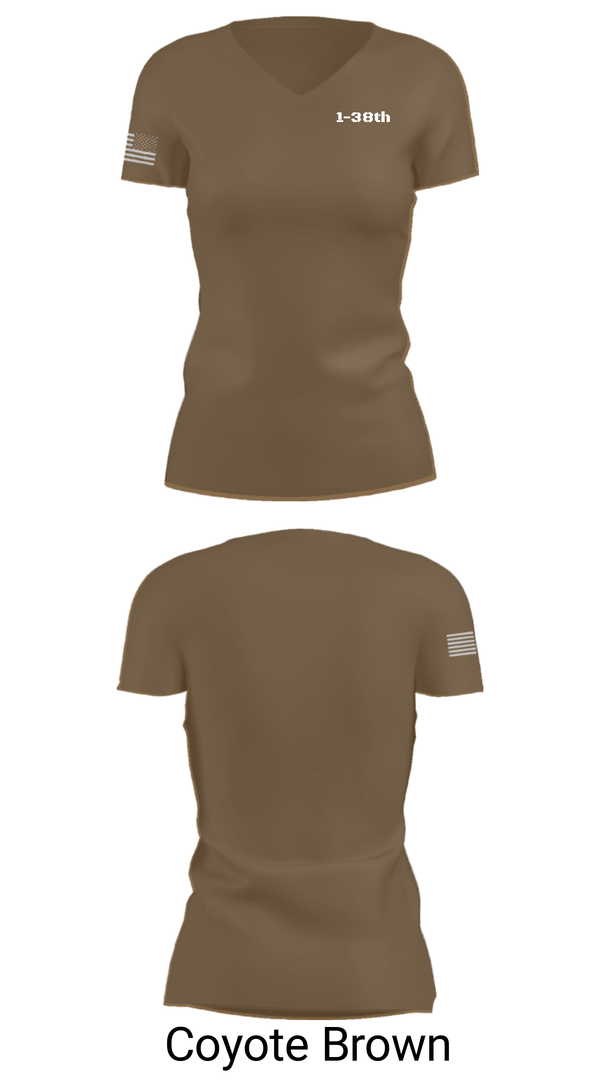 Women's Short Sleeve Vneck Shirt, 1-38th, Army, Teamtime, Team time, sublimation, custom sports apparel, team uniforms, spirit wear, spiritwear, sports uniforms, custom shirts, team store, custom team store, fundraiser sports, apparel fundraiser