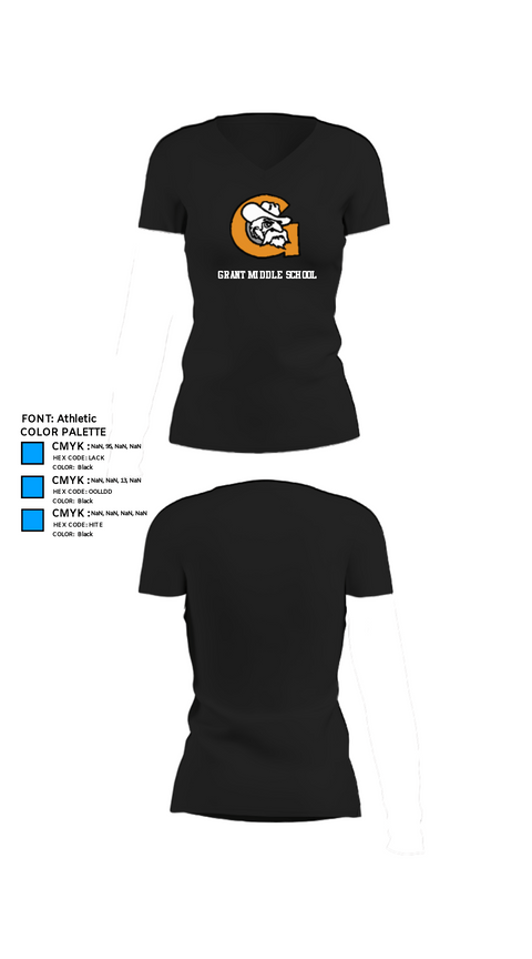 Womens Short Sleeve Vneck Shirt, Grant Middle School, Spirit Store, Teamtime, Team time, sublimation, custom sports apparel, team uniforms, spirit wear, spiritwear, sports uniforms, custom shirts, team store, custom team store, fundraiser sports, apparel fundraiser