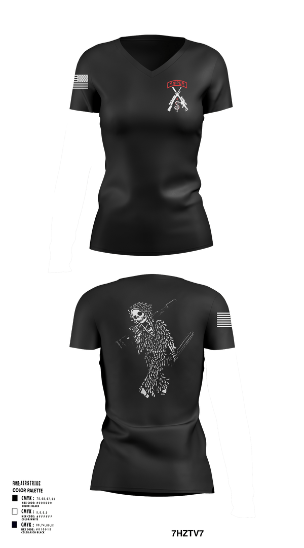 Womens Short Sleeve Vneck Shirt, 2-5 CAV Snipers, Army, Teamtime, Team time, sublimation, custom sports apparel, team uniforms, spirit wear, spiritwear, sports uniforms, custom shirts, team store, custom team store, fundraiser sports, apparel fundraiser