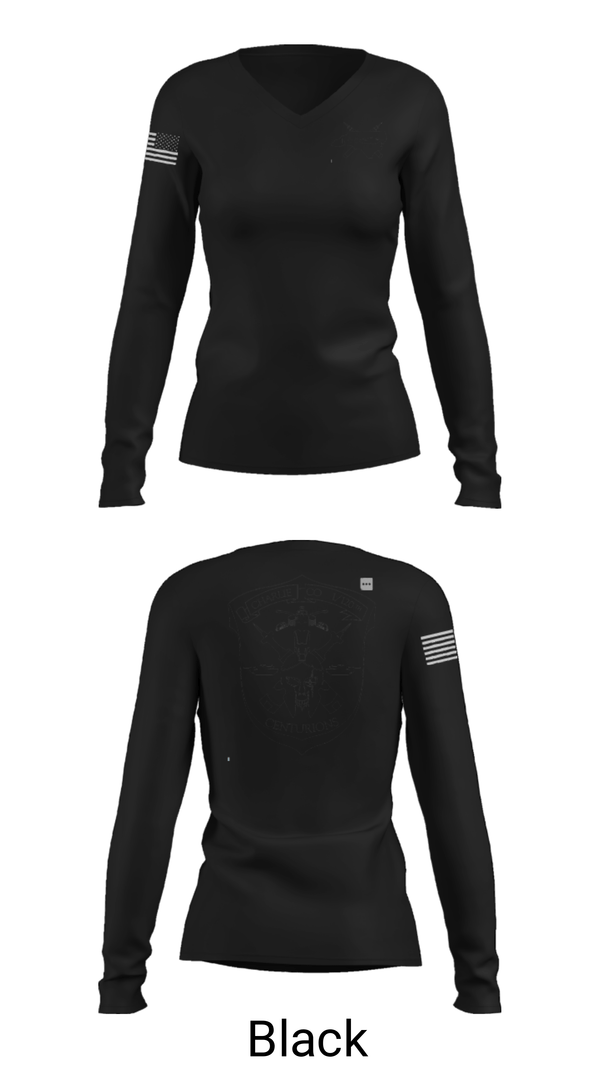 Women's Long Sleeve Vneck Shirt, Charlie Co 1/120th, Army, Teamtime, Team time, sublimation, custom sports apparel, team uniforms, spirit wear, spiritwear, sports uniforms, custom shirts, team store, custom team store, fundraiser sports, apparel fundraiser