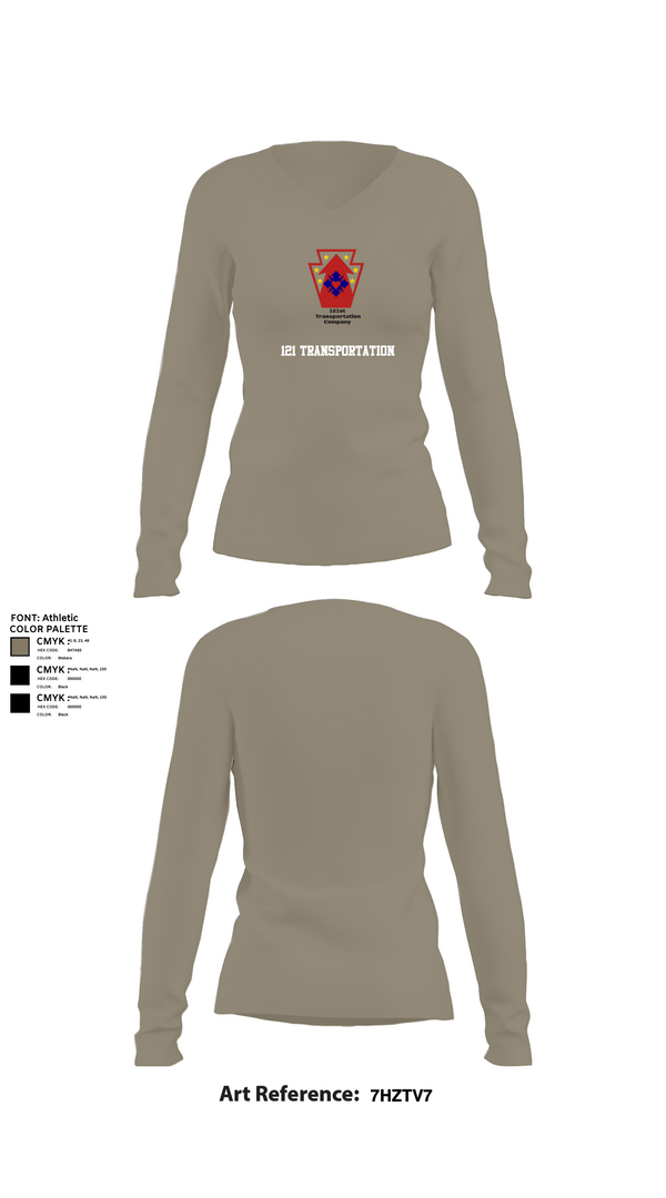 Womens Long Sleeve Vneck Shirt, 121 transportation, National Guard, Teamtime, Team time, sublimation, custom sports apparel, team uniforms, spirit wear, spiritwear, sports uniforms, custom shirts, team store, custom team store, fundraiser sports, apparel fundraiser