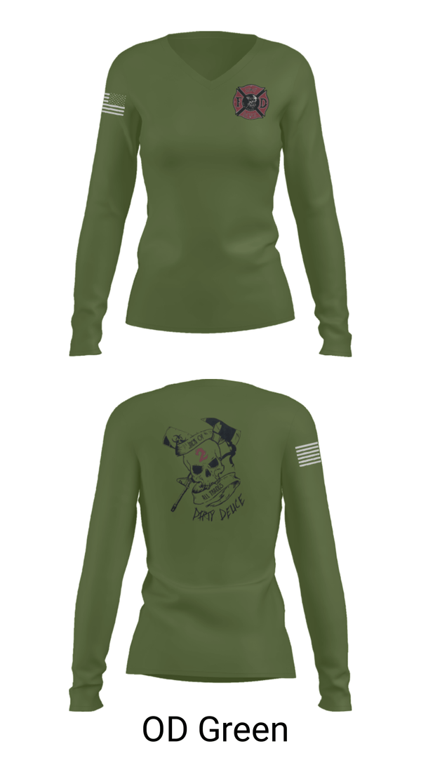 Women's Long Sleeve Vneck Shirt, 386th ECES/CEF, Fire Department, Teamtime, Team time, sublimation, custom sports apparel, team uniforms, spirit wear, spiritwear, sports uniforms, custom shirts, team store, custom team store, fundraiser sports, apparel fundraiser