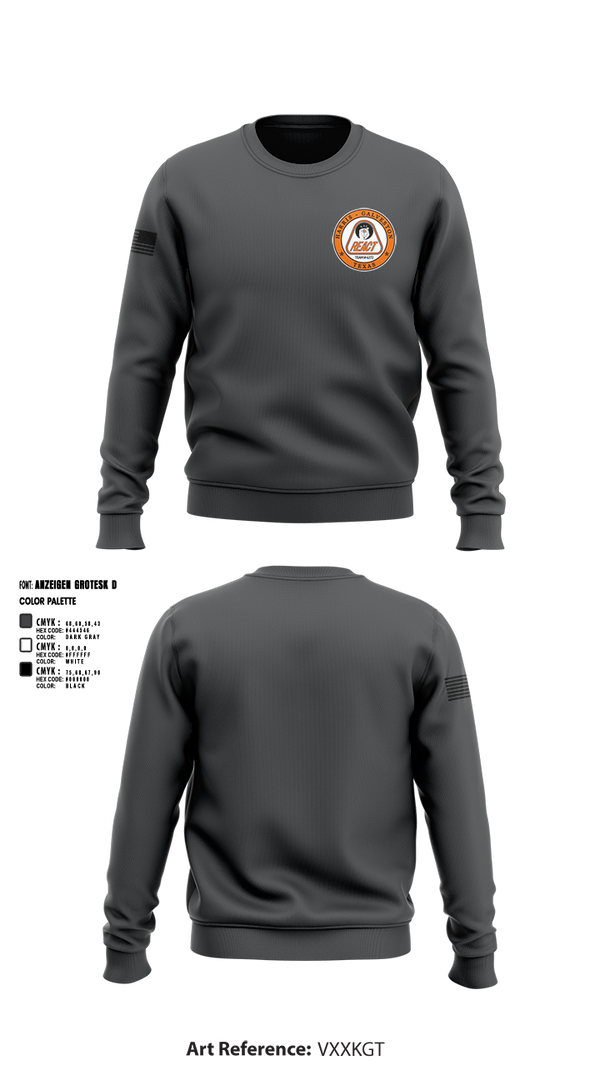 Crew Neck Sweatshirt, Harris/Galveston County REACT, , Teamtime, Team time, sublimation, custom sports apparel, team uniforms, spirit wear, spiritwear, sports uniforms, custom shirts, team store, custom team store, fundraiser sports, apparel fundraiser