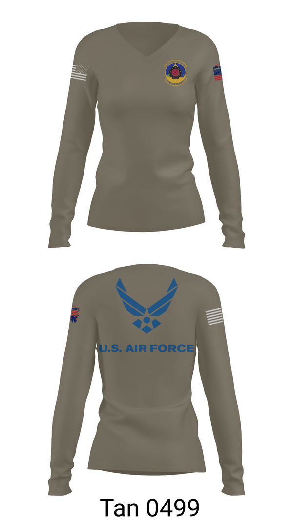 Womens Long Sleeve Vneck Shirt 1, 4th Component Maintenance Squadron, , Teamtime, Team time, sublimation, custom sports apparel, team uniforms, spirit wear, spiritwear, sports uniforms, custom shirts, team store, custom team store, fundraiser sports, apparel fundraiser