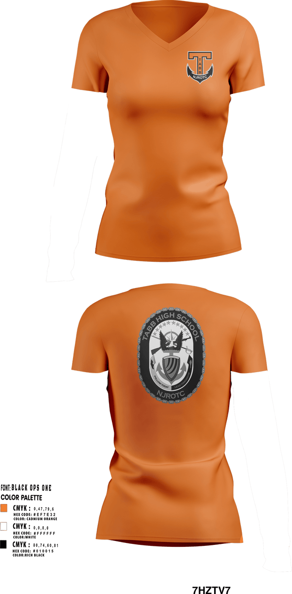 Womens Short Sleeve Vneck Shirt, Tabb NJROTC, Navy, Teamtime, Team time, sublimation, custom sports apparel, team uniforms, spirit wear, spiritwear, sports uniforms, custom shirts, team store, custom team store, fundraiser sports, apparel fundraiser
