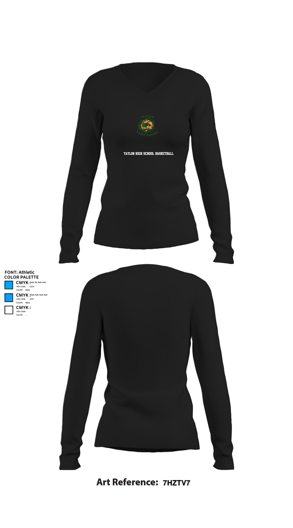 Womens Long Sleeve Vneck Shirt, Taylor High School Basketball, Women's Basketball, Teamtime, Team time, sublimation, custom sports apparel, team uniforms, spirit wear, spiritwear, sports uniforms, custom shirts, team store, custom team store, fundraiser sports, apparel fundraiser