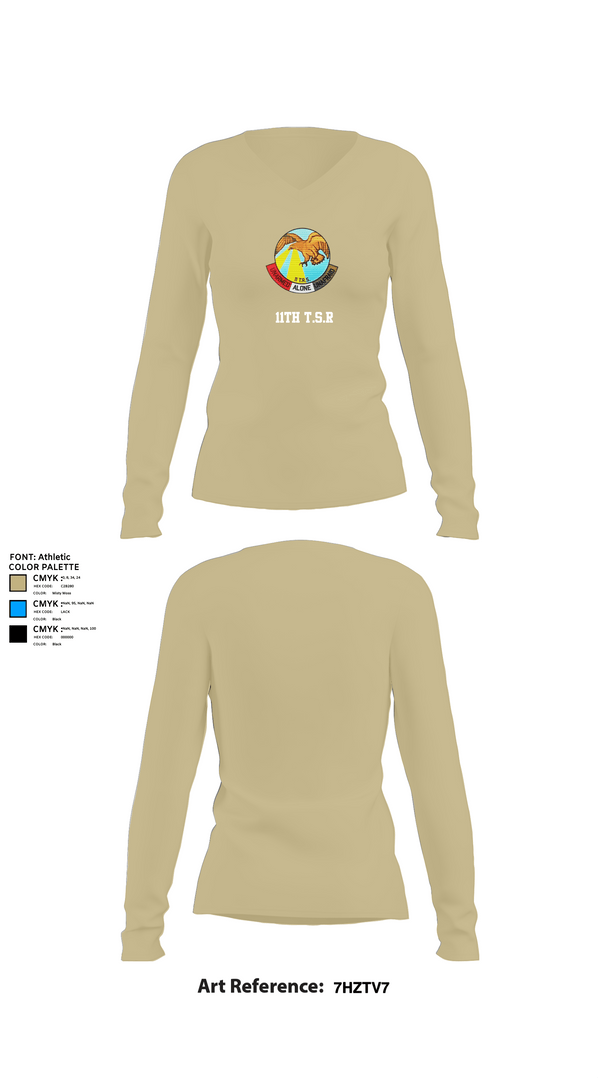 Womens Long Sleeve Vneck Shirt, 11th T.S.R, Navy, Teamtime, Team time, sublimation, custom sports apparel, team uniforms, spirit wear, spiritwear, sports uniforms, custom shirts, team store, custom team store, fundraiser sports, apparel fundraiser