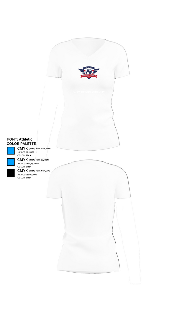 Womens Short Sleeve Vneck Shirt, Saint Thomas Aquinas FC, Men's Soccer, Teamtime, Team time, sublimation, custom sports apparel, team uniforms, spirit wear, spiritwear, sports uniforms, custom shirts, team store, custom team store, fundraiser sports, apparel fundraiser