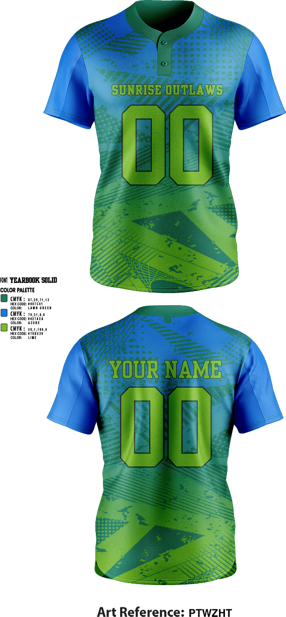 Full Button Softball Jersey, Sunrise Outlaws, Softball, Teamtime, Team time, sublimation, custom sports apparel, team uniforms, spirit wear, spiritwear, sports uniforms, custom shirts, team store, custom team store, fundraiser sports, apparel fundraiser