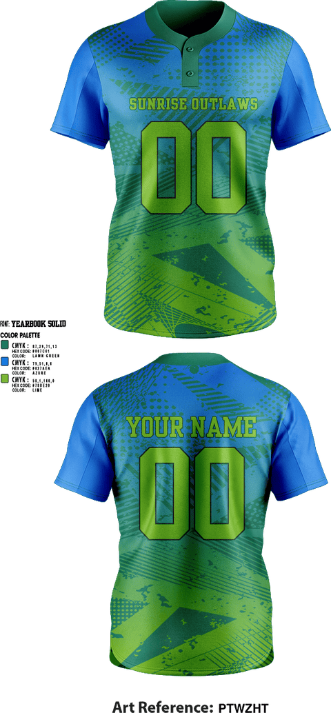 Full Button Softball Jersey, Sunrise Outlaws, Softball, Teamtime, Team time, sublimation, custom sports apparel, team uniforms, spirit wear, spiritwear, sports uniforms, custom shirts, team store, custom team store, fundraiser sports, apparel fundraiser