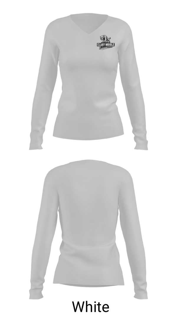 Women's Long Sleeve Vneck Shirt, Clary Middle School Lacrosse, Men's Lacrosse, Teamtime, Team time, sublimation, custom sports apparel, team uniforms, spirit wear, spiritwear, sports uniforms, custom shirts, team store, custom team store, fundraiser sports, apparel fundraiser