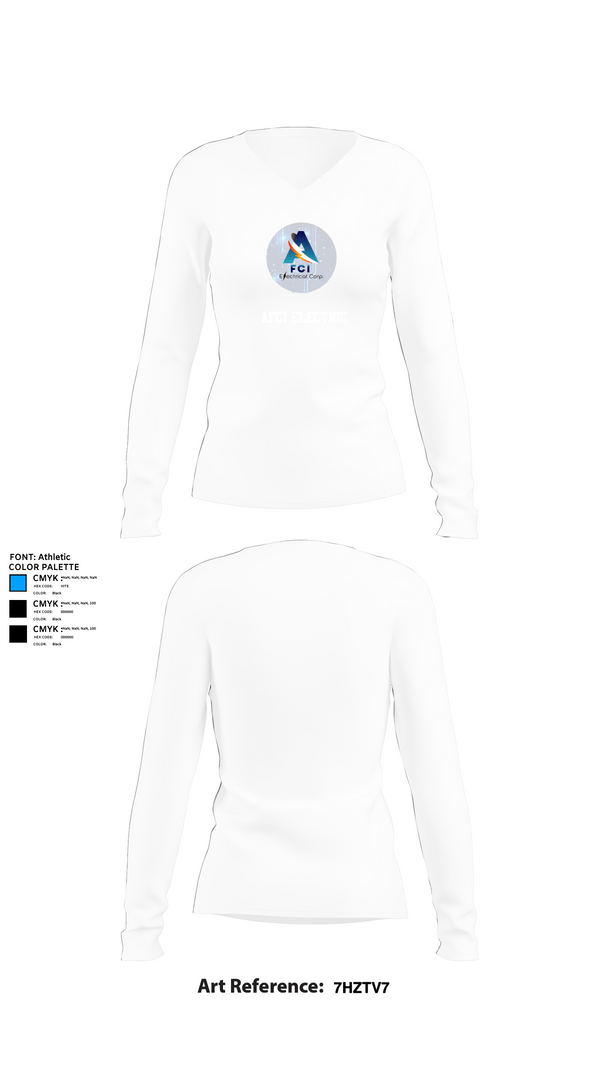 Womens Long Sleeve Vneck Shirt, AFCI ELECTRIC, , Teamtime, Team time, sublimation, custom sports apparel, team uniforms, spirit wear, spiritwear, sports uniforms, custom shirts, team store, custom team store, fundraiser sports, apparel fundraiser