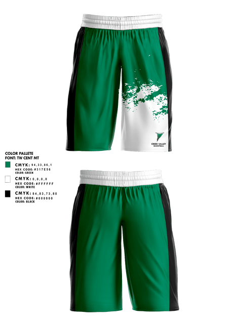 Mens Basketball Shorts, Creek Valley High School Basketball, Men's Basketball, Teamtime, Team time, sublimation, custom sports apparel, team uniforms, spirit wear, spiritwear, sports uniforms, custom shirts, team store, custom team store, fundraiser sports, apparel fundraiser