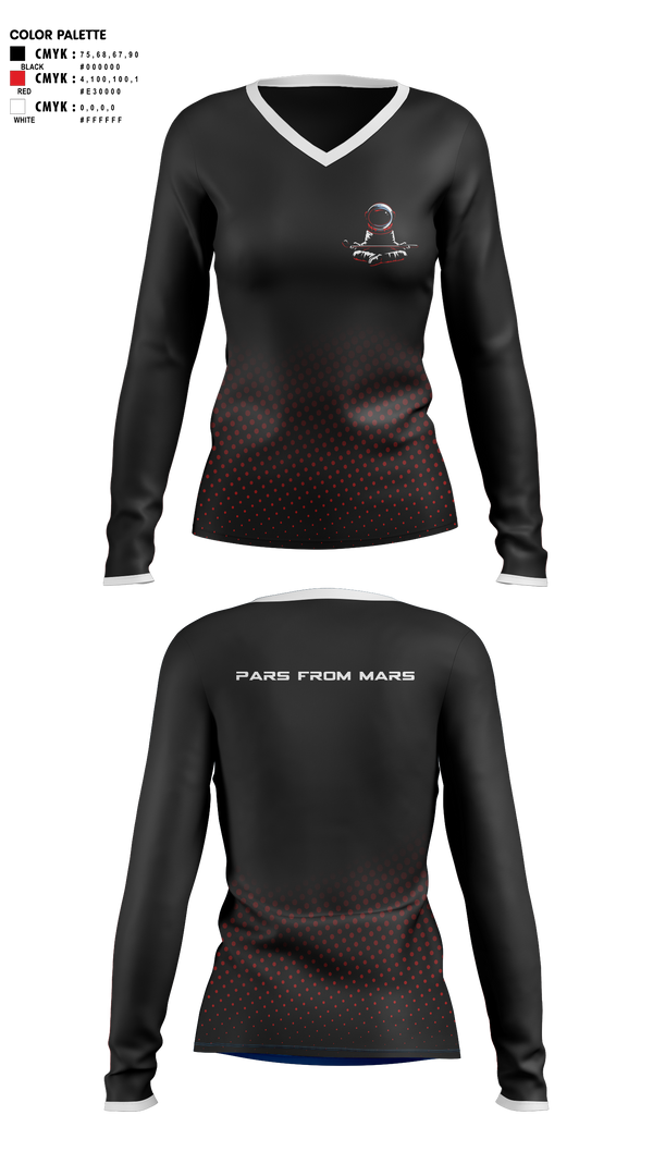 Womens Long Sleeve Vneck Shirt, PARS FROM MARS, Golf, Teamtime, Team time, sublimation, custom sports apparel, team uniforms, spirit wear, spiritwear, sports uniforms, custom shirts, team store, custom team store, fundraiser sports, apparel fundraiser