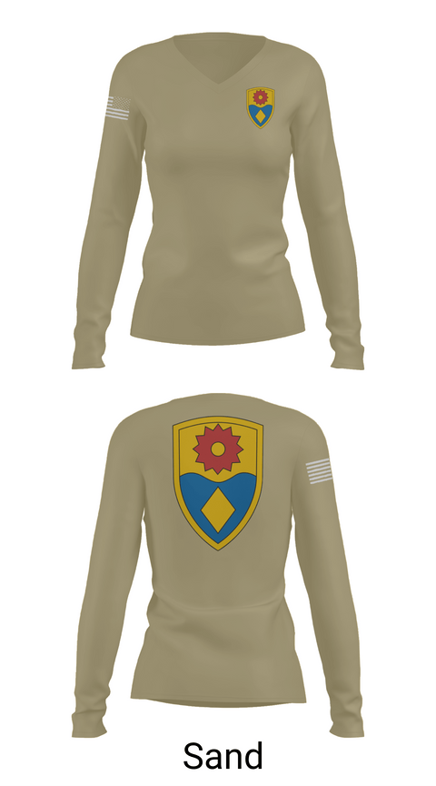 Womens Long Sleeve Vneck Shirt 1, 870th mp company, Army, Teamtime, Team time, sublimation, custom sports apparel, team uniforms, spirit wear, spiritwear, sports uniforms, custom shirts, team store, custom team store, fundraiser sports, apparel fundraiser