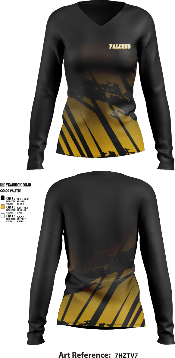 Womens Long Sleeve Vneck Shirt, Falcons, Women's Basketball, Teamtime, Team time, sublimation, custom sports apparel, team uniforms, spirit wear, spiritwear, sports uniforms, custom shirts, team store, custom team store, fundraiser sports, apparel fundraiser