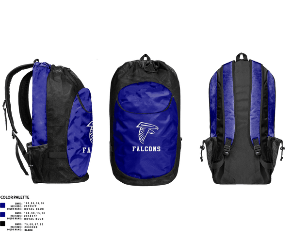 Gear Bag, Falcons, Men's Basketball, Teamtime, Team time, sublimation, custom sports apparel, team uniforms, spirit wear, spiritwear, sports uniforms, custom shirts, team store, custom team store, fundraiser sports, apparel fundraiser