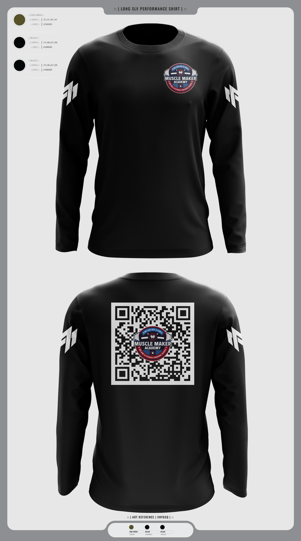 Long Sleeve Performance Shirt, Muscle Maker Academy, Space Force, Teamtime, Team time, sublimation, custom sports apparel, team uniforms, spirit wear, spiritwear, sports uniforms, custom shirts, team store, custom team store, fundraiser sports, apparel fundraiser