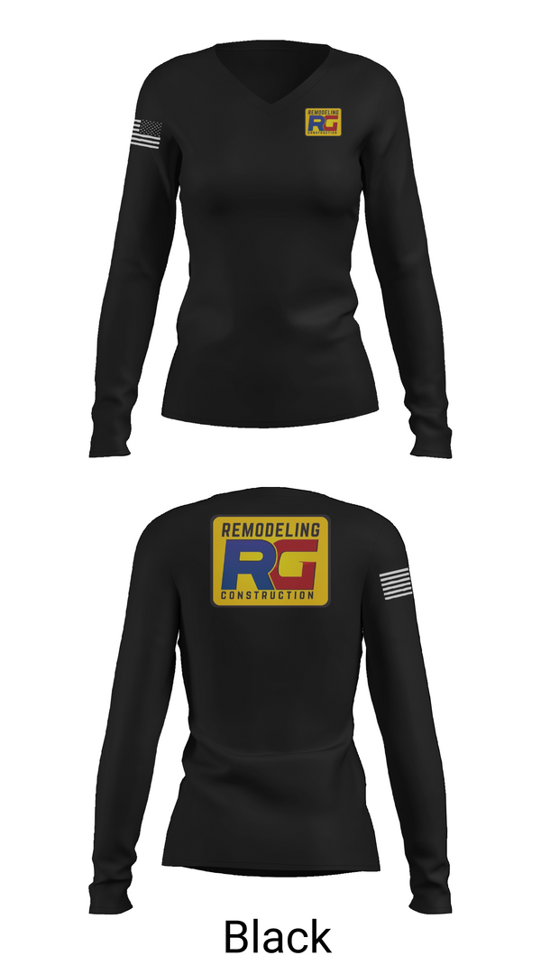 Womens Long Sleeve Vneck Shirt 1, Rg remodeling, , Teamtime, Team time, sublimation, custom sports apparel, team uniforms, spirit wear, spiritwear, sports uniforms, custom shirts, team store, custom team store, fundraiser sports, apparel fundraiser