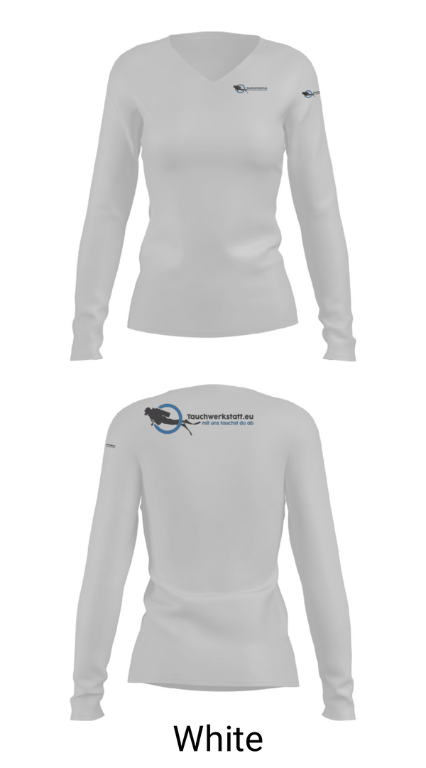 Women's Long Sleeve Vneck Shirt, Tauchwerkstatt.eu, , Teamtime, Team time, sublimation, custom sports apparel, team uniforms, spirit wear, spiritwear, sports uniforms, custom shirts, team store, custom team store, fundraiser sports, apparel fundraiser