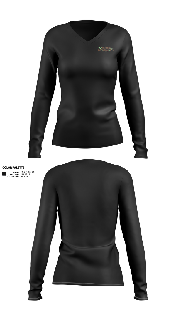 Womens Long Sleeve Vneck Shirt, Tochi’s Landscaping, , Teamtime, Team time, sublimation, custom sports apparel, team uniforms, spirit wear, spiritwear, sports uniforms, custom shirts, team store, custom team store, fundraiser sports, apparel fundraiser
