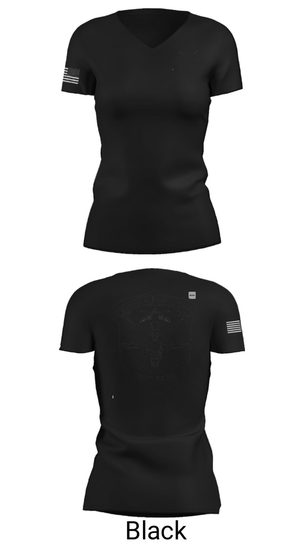 Women's Short Sleeve Vneck Shirt, Charlie Co 1/120th, Army, Teamtime, Team time, sublimation, custom sports apparel, team uniforms, spirit wear, spiritwear, sports uniforms, custom shirts, team store, custom team store, fundraiser sports, apparel fundraiser