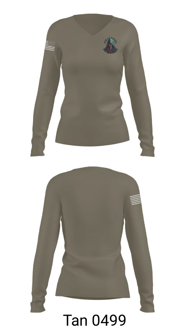 Womens Long Sleeve Vneck Shirt, 2nd Platoon Charlie Battery 5-4, Army, Teamtime, Team time, sublimation, custom sports apparel, team uniforms, spirit wear, spiritwear, sports uniforms, custom shirts, team store, custom team store, fundraiser sports, apparel fundraiser