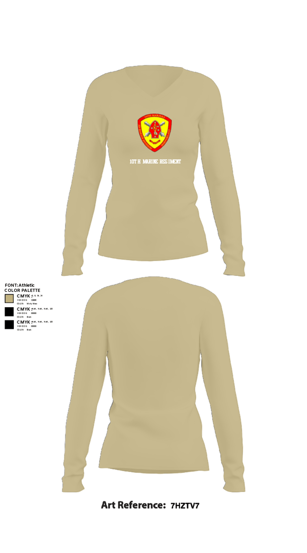 Women's Long Sleeve Vneck Shirt, 10th Marine Regiment, Marines, Teamtime, Team time, sublimation, custom sports apparel, team uniforms, spirit wear, spiritwear, sports uniforms, custom shirts, team store, custom team store, fundraiser sports, apparel fundraiser