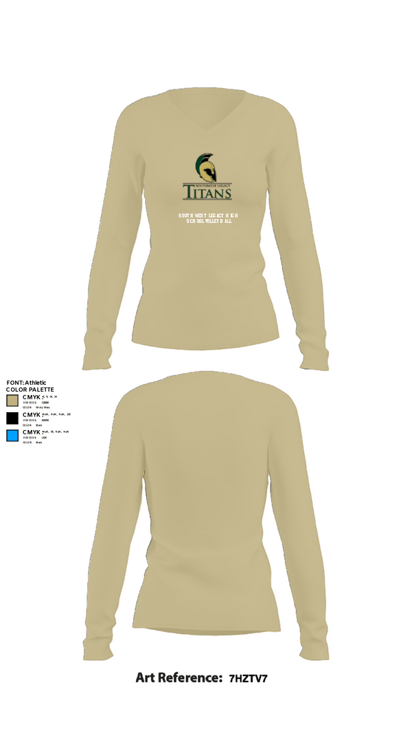 Women's Long Sleeve Vneck Shirt, Southwest Legacy High School Volleyball, Women's Volleyball, Teamtime, Team time, sublimation, custom sports apparel, team uniforms, spirit wear, spiritwear, sports uniforms, custom shirts, team store, custom team store, fundraiser sports, apparel fundraiser