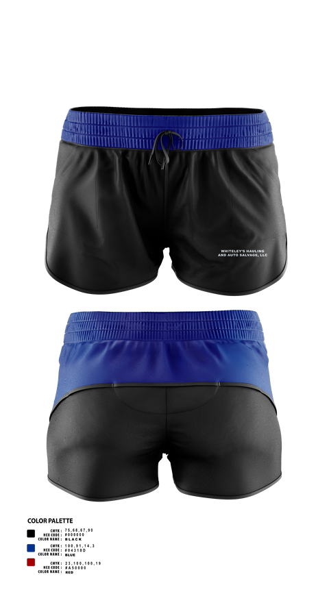 Womens Shorts, Whiteley’s Hauling And Auto Salvage, , Teamtime, Team time, sublimation, custom sports apparel, team uniforms, spirit wear, spiritwear, sports uniforms, custom shirts, team store, custom team store, fundraiser sports, apparel fundraiser