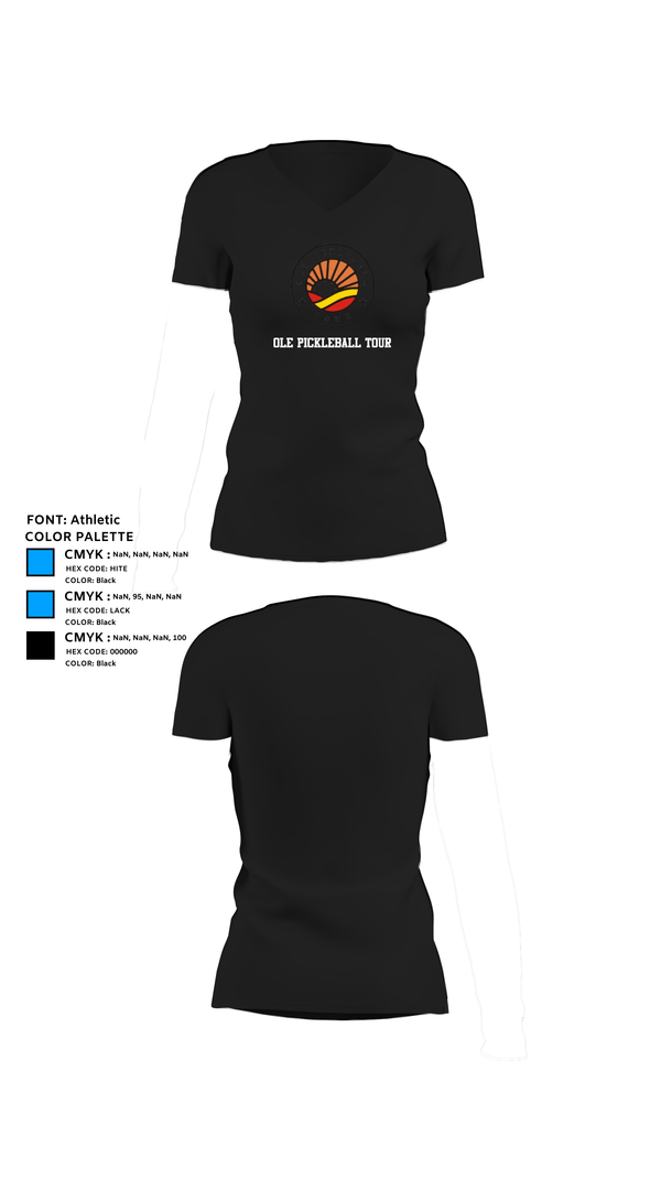 Womens Short Sleeve Vneck Shirt, Ole Pickleball Tour, , Teamtime, Team time, sublimation, custom sports apparel, team uniforms, spirit wear, spiritwear, sports uniforms, custom shirts, team store, custom team store, fundraiser sports, apparel fundraiser
