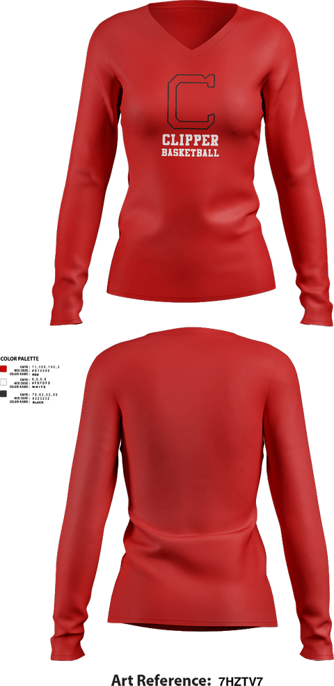 Womens Long Sleeve Vneck Shirt, Columbiana High School Basketball, Men's Basketball, Teamtime, Team time, sublimation, custom sports apparel, team uniforms, spirit wear, spiritwear, sports uniforms, custom shirts, team store, custom team store, fundraiser sports, apparel fundraiser