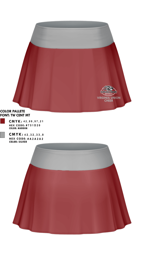 Skort, Virginia Union University Cheer, Cheer, Teamtime, Team time, sublimation, custom sports apparel, team uniforms, spirit wear, spiritwear, sports uniforms, custom shirts, team store, custom team store, fundraiser sports, apparel fundraiser