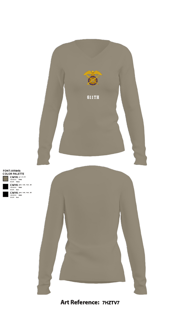 Womens Long Sleeve Vneck Shirt, 611th, Army, Teamtime, Team time, sublimation, custom sports apparel, team uniforms, spirit wear, spiritwear, sports uniforms, custom shirts, team store, custom team store, fundraiser sports, apparel fundraiser