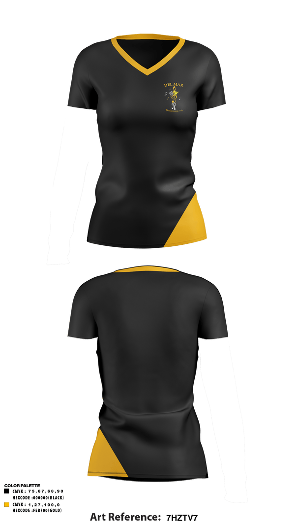 Womens Short Sleeve Vneck Shirt, Del Mar High School Band, Spirit Store, Teamtime, Team time, sublimation, custom sports apparel, team uniforms, spirit wear, spiritwear, sports uniforms, custom shirts, team store, custom team store, fundraiser sports, apparel fundraiser