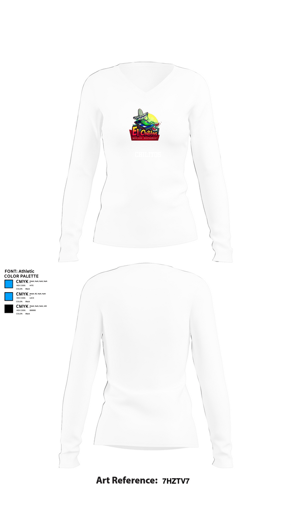 Womens Long Sleeve Vneck Shirt, Chilitos, , Teamtime, Team time, sublimation, custom sports apparel, team uniforms, spirit wear, spiritwear, sports uniforms, custom shirts, team store, custom team store, fundraiser sports, apparel fundraiser