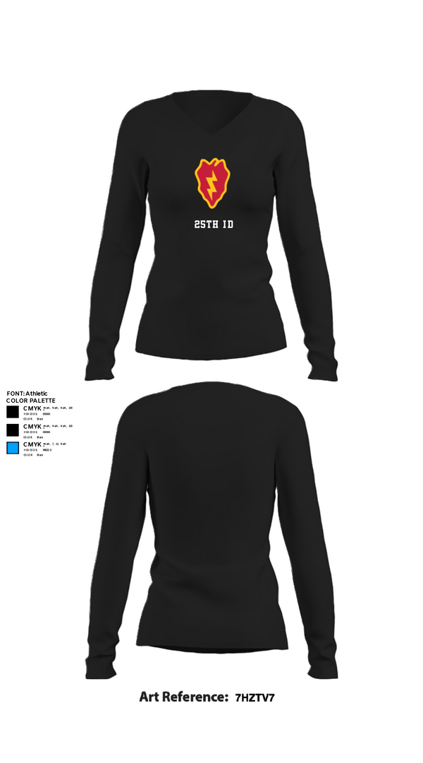 Women's Long Sleeve Vneck Shirt, 25th ID, Army, Teamtime, Team time, sublimation, custom sports apparel, team uniforms, spirit wear, spiritwear, sports uniforms, custom shirts, team store, custom team store, fundraiser sports, apparel fundraiser