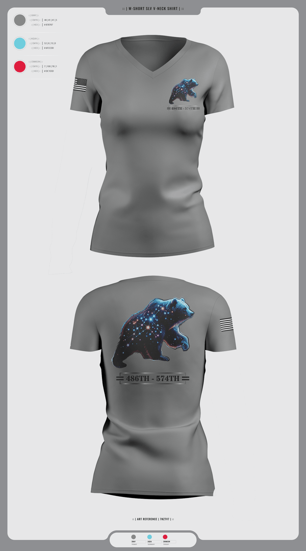 Womens Short Sleeve Vneck Shirt, 486th/574th, , Teamtime, Team time, sublimation, custom sports apparel, team uniforms, spirit wear, spiritwear, sports uniforms, custom shirts, team store, custom team store, fundraiser sports, apparel fundraiser