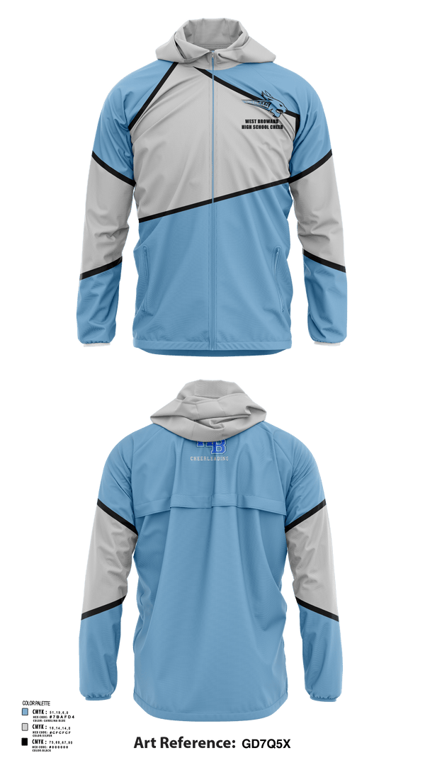 Windbreaker, West Broward High School Cheer, Cheer, Teamtime, Team time, sublimation, custom sports apparel, team uniforms, spirit wear, spiritwear, sports uniforms, custom shirts, team store, custom team store, fundraiser sports, apparel fundraiser