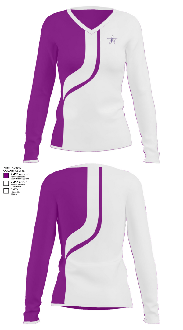 Women's Long Sleeve Vneck Shirt, Bottineau High School, Spirit Store, Teamtime, Team time, sublimation, custom sports apparel, team uniforms, spirit wear, spiritwear, sports uniforms, custom shirts, team store, custom team store, fundraiser sports, apparel fundraiser