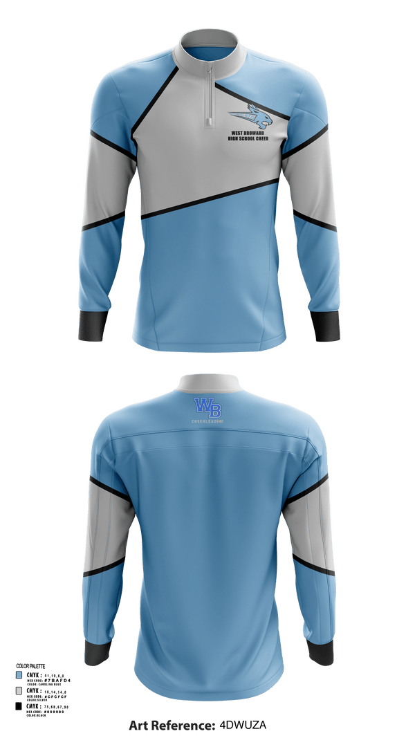 Quarter Zip Jacket, West Broward High School Cheer, Cheer, Teamtime, Team time, sublimation, custom sports apparel, team uniforms, spirit wear, spiritwear, sports uniforms, custom shirts, team store, custom team store, fundraiser sports, apparel fundraiser
