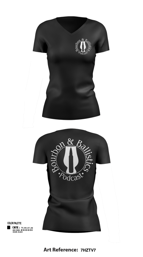 Womens Short Sleeve Vneck Shirt, Bpurbon and Ballistics Podcast, , Teamtime, Team time, sublimation, custom sports apparel, team uniforms, spirit wear, spiritwear, sports uniforms, custom shirts, team store, custom team store, fundraiser sports, apparel fundraiser