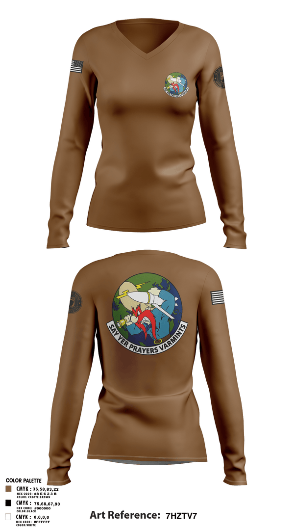 Womens Long Sleeve Vneck Shirt, 20th Intelligence Squadron, Air Force, Teamtime, Team time, sublimation, custom sports apparel, team uniforms, spirit wear, spiritwear, sports uniforms, custom shirts, team store, custom team store, fundraiser sports, apparel fundraiser