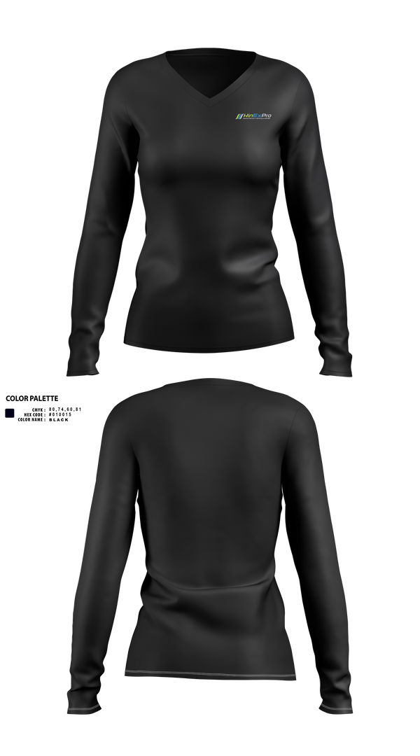 Womens Long Sleeve Vneck Shirt, KinExPro Performance Training & Rehab, , Teamtime, Team time, sublimation, custom sports apparel, team uniforms, spirit wear, spiritwear, sports uniforms, custom shirts, team store, custom team store, fundraiser sports, apparel fundraiser
