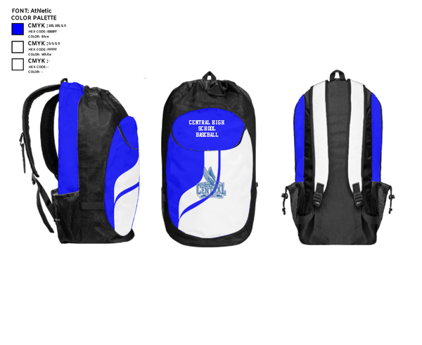 Gear Bag, Central High School Baseball, Baseball, Teamtime, Team time, sublimation, custom sports apparel, team uniforms, spirit wear, spiritwear, sports uniforms, custom shirts, team store, custom team store, fundraiser sports, apparel fundraiser